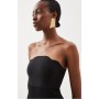 Black Premium Viscose Blend Body Contouring Bandeau Knit Dress