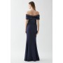 Sequin Top Stretch Crepe Bodycon Bridesmaid Maxi Dress