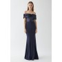 Sequin Top Stretch Crepe Bodycon Bridesmaid Maxi Dress