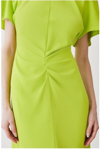 Ruched Front Crepe Midi Dress