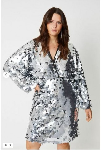 Plus Statement Sequin Kimono Mini Dress