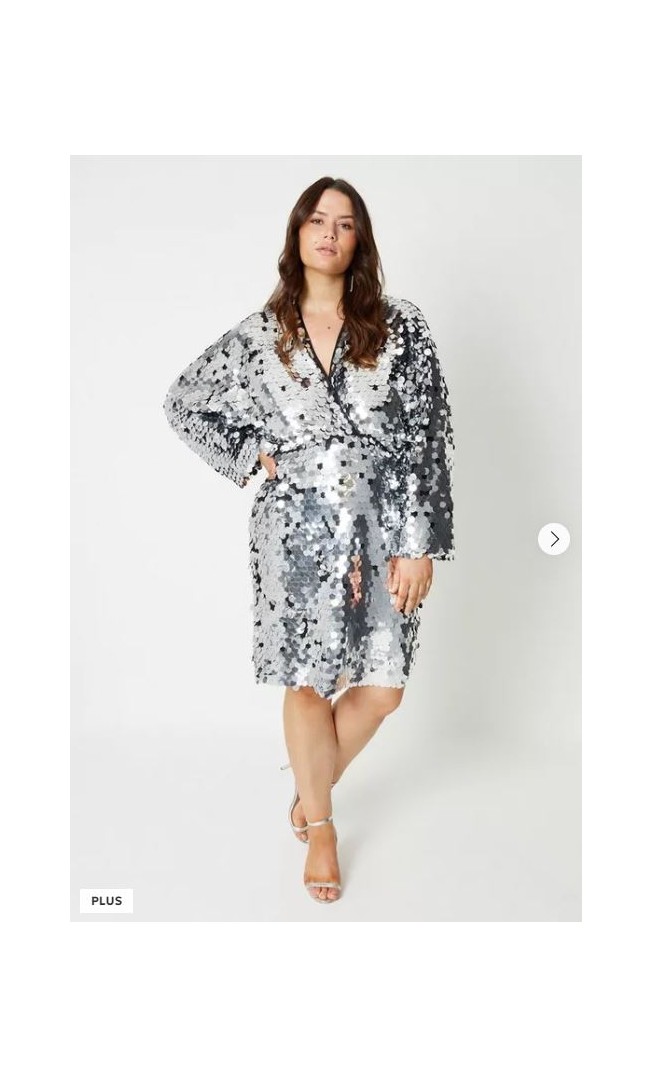 Plus Statement Sequin Kimono Mini Dress