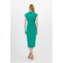 Tailored Structured Crepe High Neck Cap Sleeve Midi Dress