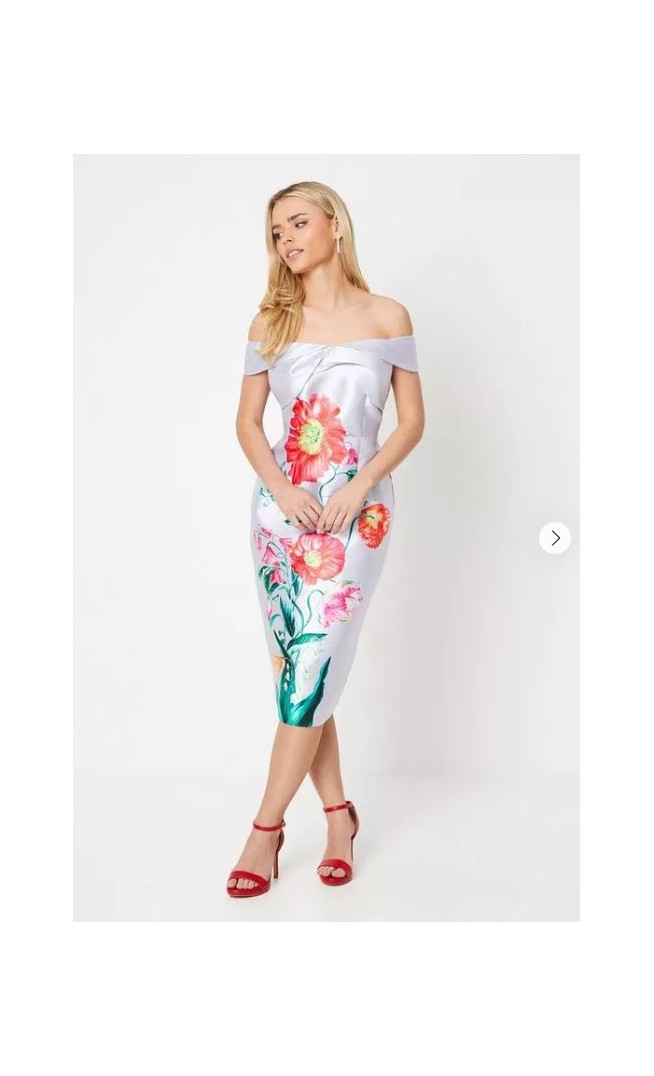 Petite Twist Front Pencil Dress In Print