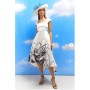Lisa Tan Floral Placement Print Twill Midi Dress