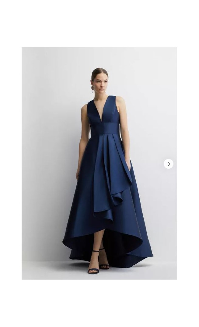 Plunge Neck Waterfall Bridesmaid Maxi Dress