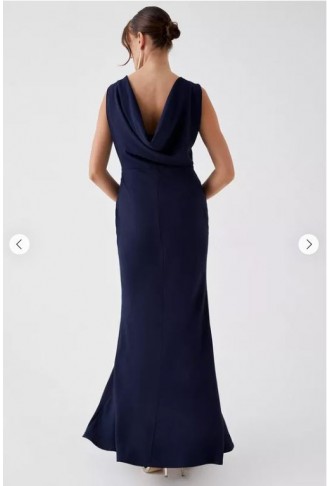 Cowl Back Fishtail Bridesmaids Maxi Dress