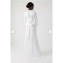 Long Sleeve Keyhole Satin Wedding Dress With Train