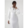 Long Sleeve Keyhole Satin Wedding Dress With Train