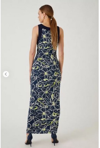 Navy Floral Jersey Maxi Dress