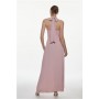 Blush Soft Tailored Waterfall Halter Maxi Dress