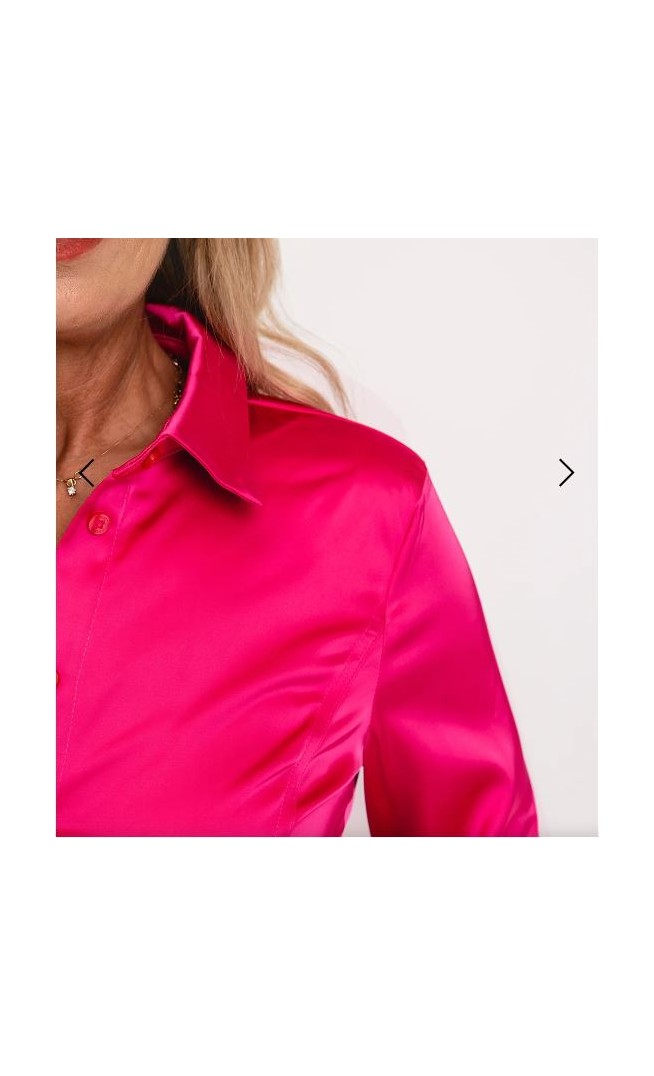 Guess Womens Fernanda Satin Fitted Blouse, Fuchsia