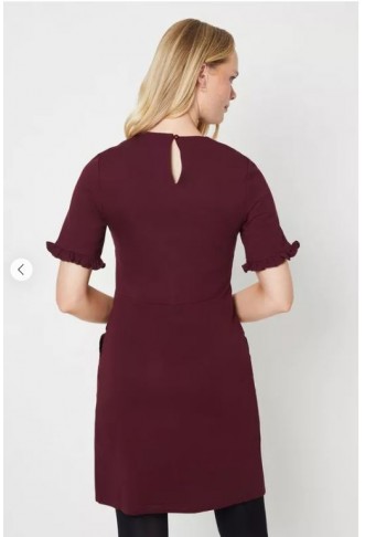 Ponte Ruffle Sleeve Detail Mini Dress