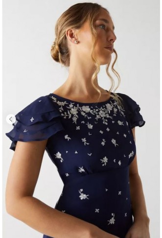 Scattered Floral Embroidered Bridesmaids Dress