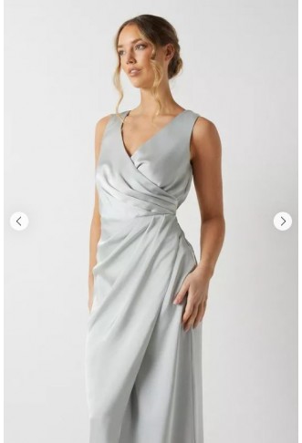 Ruched Waist Detail Satin Bridesmaids Dress