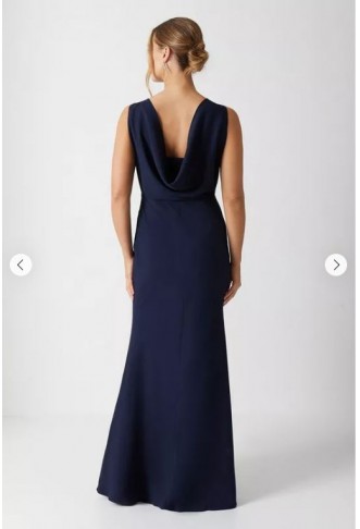 Cowl Back Fishtail Bridesmaids Maxi Dress