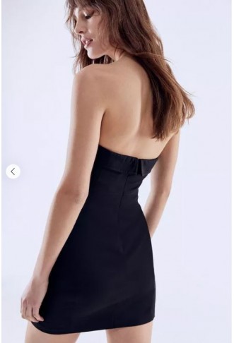 Strapless Button Through Waistcoat Mini Dress