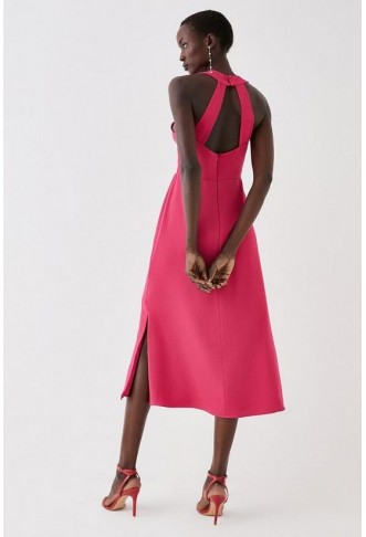 Twist Neck Midi Dress