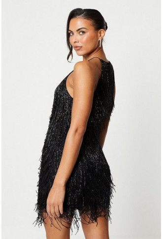 Sophie Habboo Beaded Fringe Mini Dress