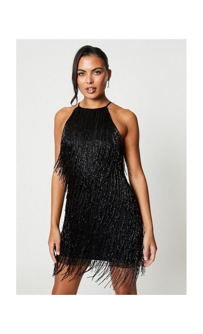 Sophie Habboo Beaded Fringe Mini Dress