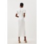 Ivory Viscose Satin Angel Sleeve Woven Midi Dress