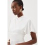 Ivory Viscose Satin Angel Sleeve Woven Midi Dress