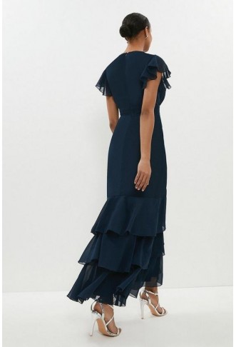 Tiered Hem Ruffle Maxi Dress