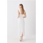 White Linen Viscose Woven Midi Dress