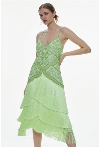 Lime Fringe And Beaded...