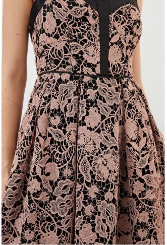 Black Petite Lace Prom Woven Midi Dress