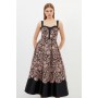 Black Petite Lace Prom Woven Midi Dress