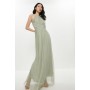 All Over Pleated Bridesmaid Maxi Dress