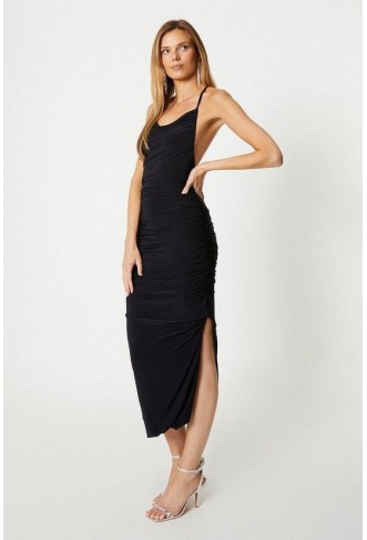 Ruched Slinky Jersey Maxi Dress