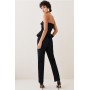 Black Compact Stretch Peplum Jumpsuit