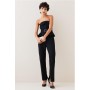 Black Compact Stretch Peplum Jumpsuit