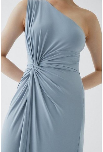 Twist Detail One Shoulder Jersey Bridesmaids Dress