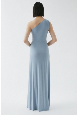 Twist Detail One Shoulder Jersey Bridesmaids Dress