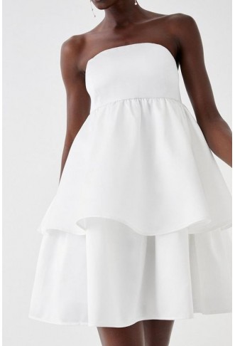 Bandeau Tiered Peplum Mini Dress