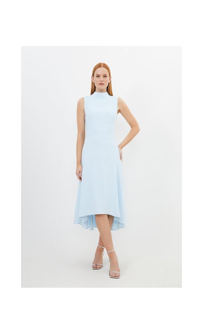 Pale blue Soft Tailored High Low Midi Dress