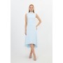 Pale blue Soft Tailored High Low Midi Dress