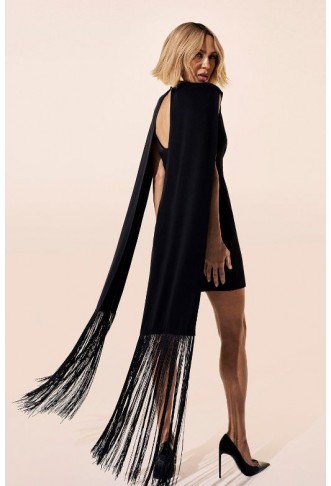 Fringe Cape Woven Mini Dress