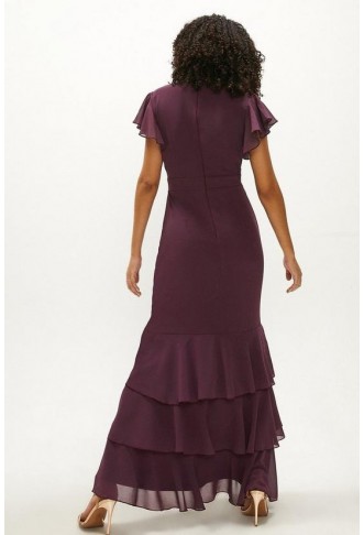 Tiered Hem Ruffle Maxi Dress