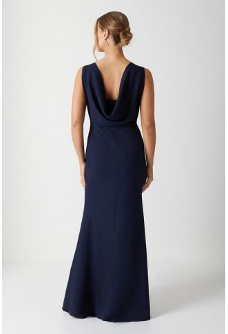 Cowl Back Fishtail Bridesmaids Maxi Dress