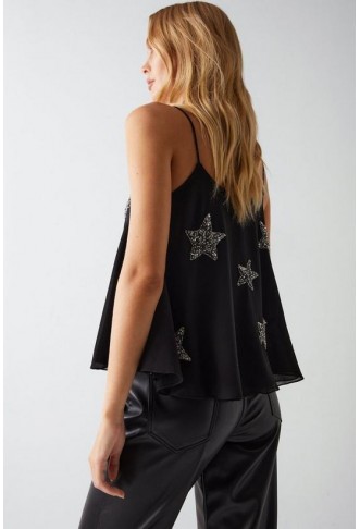 Star Embellished Strappy Cami Top