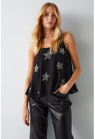 Star Embellished Strappy Cami Top