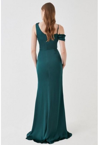 Satin Asymmetrical Neckline Bridesmaids Dress