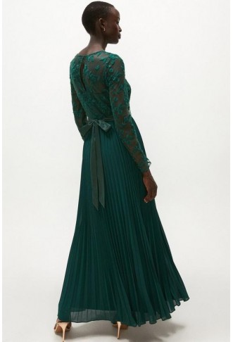 Embroidered Long Sleeve Maxi Dress