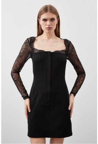 Black Jersey Ponte And Lace...