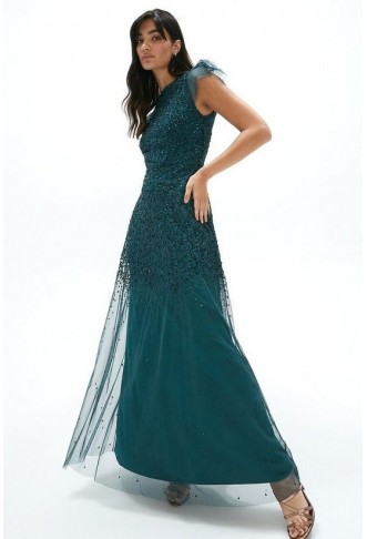 Angel Sleeve Sequin Maxi Dress