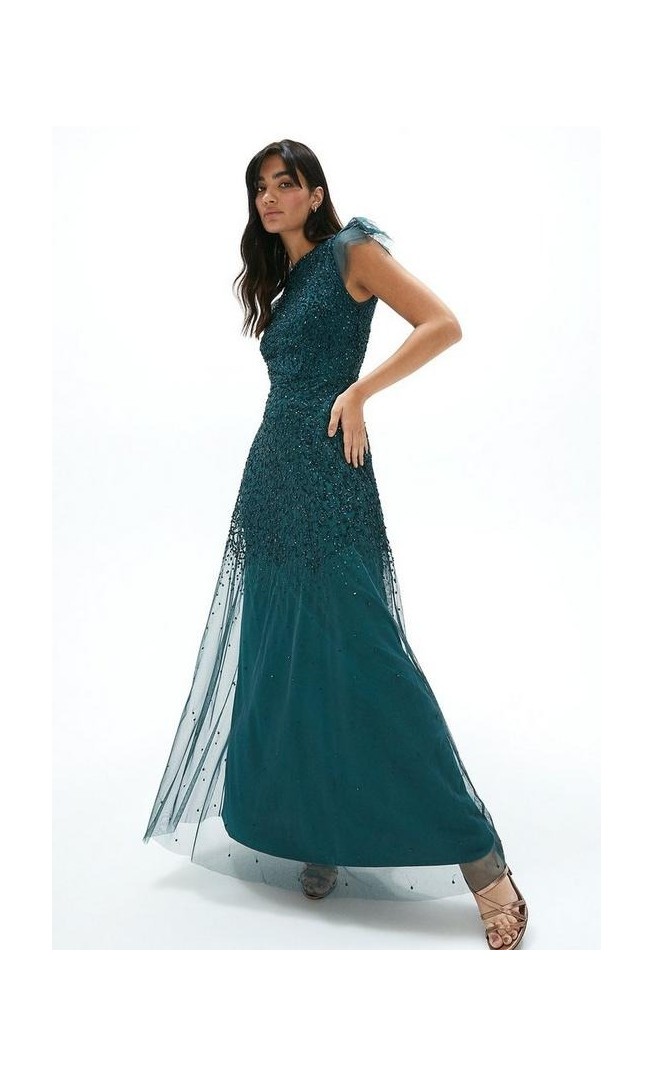 Angel Sleeve Sequin Maxi Dress